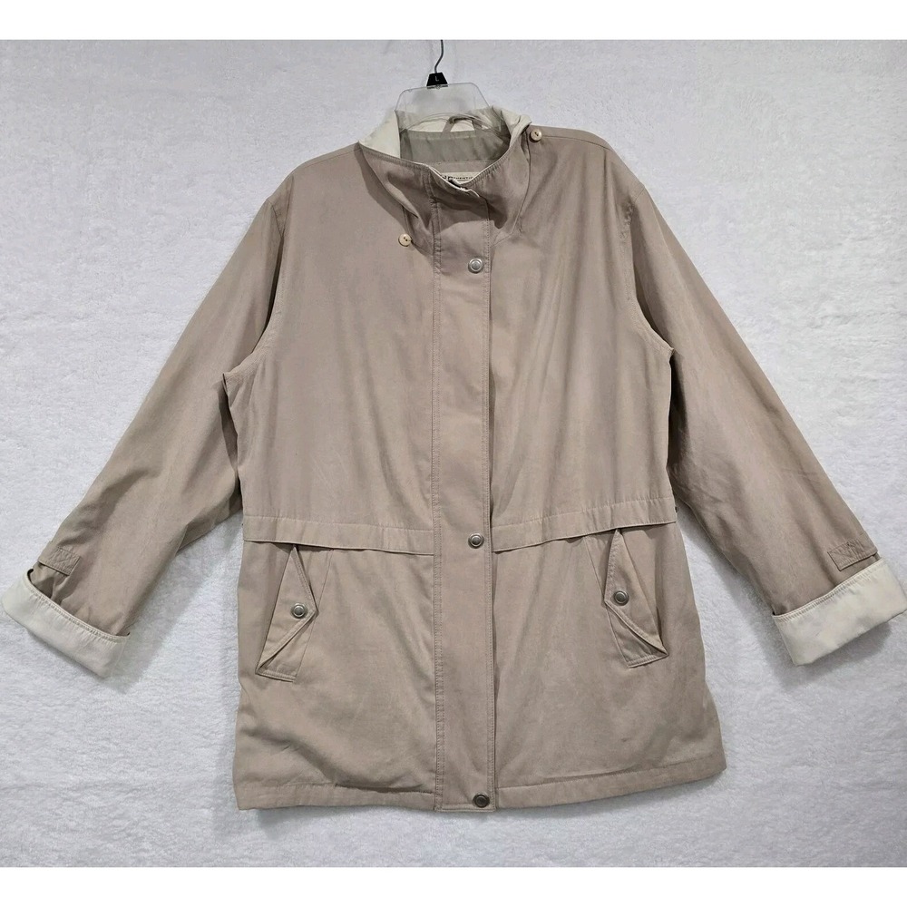St. John's Bay Womens Jacket XL Tall Tan‎ Brown Zipper Front Beige Coat